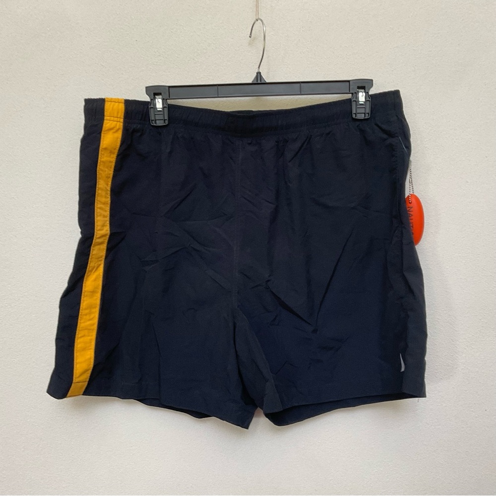NWT Nautica Black, Gold Stripe Swim Trunks Size XXL Beach Pool Vacation